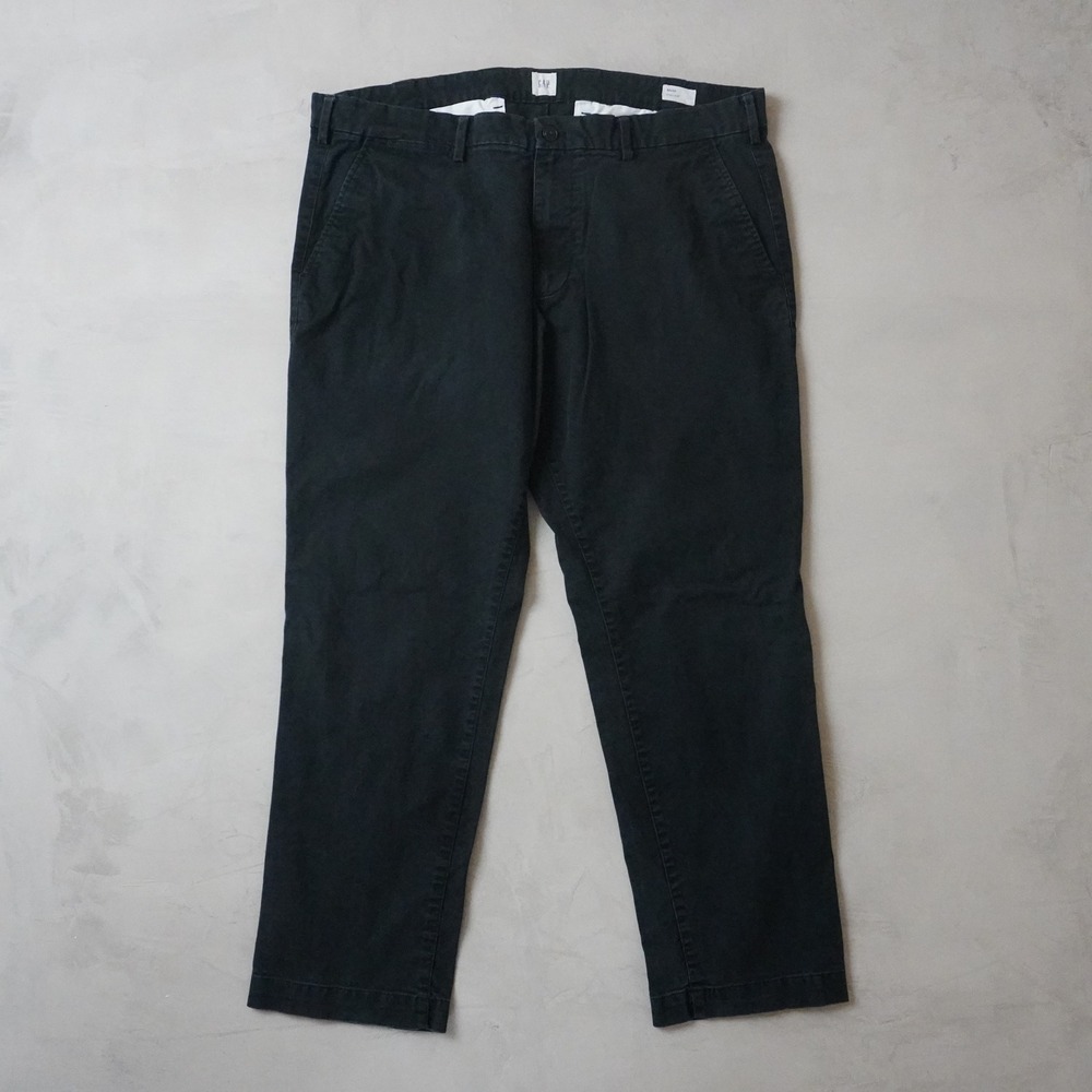 GAP Mens Straight Fit Chino Pants Black Cotton Twill Casual Trousers 38x30 - Picture 1 of 6
